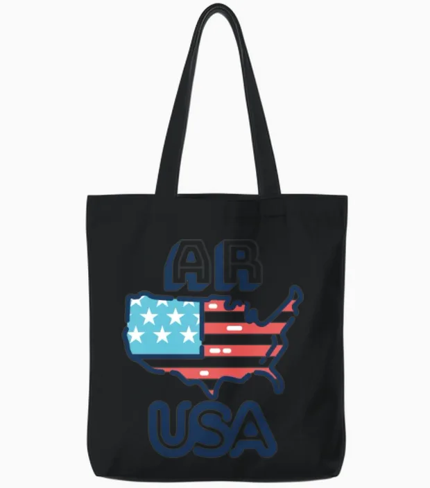 Ar, Usa, Arkansas - Patriotic & 4th of July Tote Bags in Black