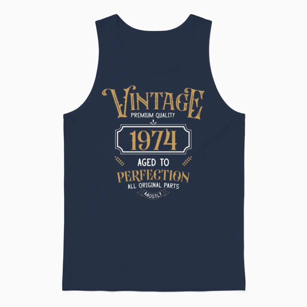 1974 Vintage Birthday Unisex Tank Top in Navy