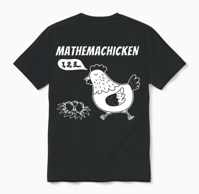 Mathemachicken Funny Math Unisex T-Shirt in Black