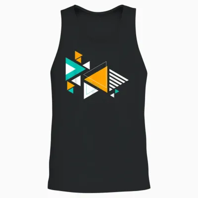 Colorful Art Graphic Geometric Triangle Abstract Unisex Tank Top - Black