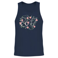 Floral Subtle Anti Trump 8647 86 47 Boho Unisex Tank Top - Navy – 2