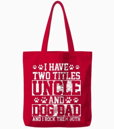 Dog Dad Uncle Tote Bags - Red