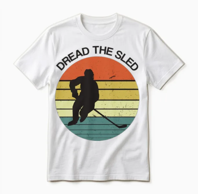 Hockey Retro Distressed Style Unisex T-Shirt - White