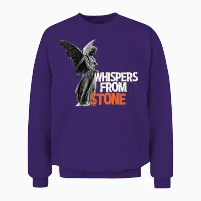 Angel Statue with Bold Typography Unisex Sweatshirt - Purple