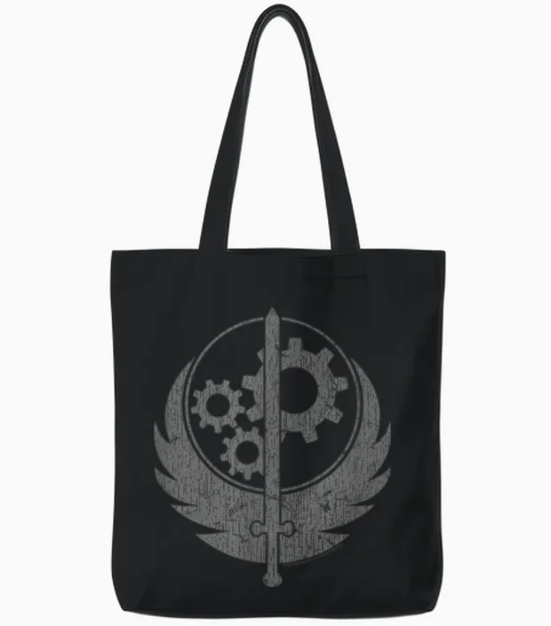 Fallout Video Game Brotherhood of Steel Logo Tote Bags in Black
