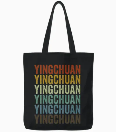 Yingchuan China Retro Vintage Tote Bags - Black