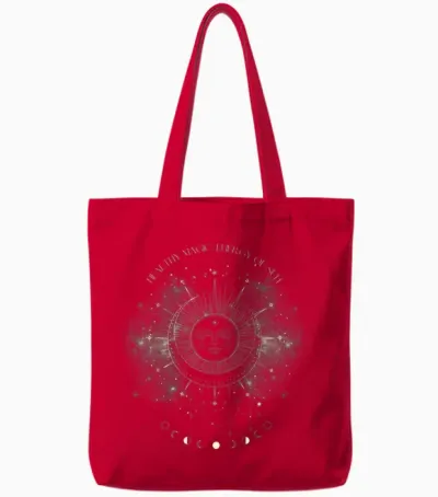 Magische Energie Der Sonne, Sterne & Mond Boho Graphic Tote Bags - Red