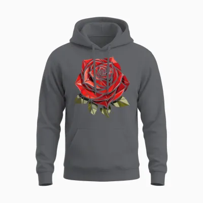 Red Rose Goth Unisex Hoodie - Charcoal