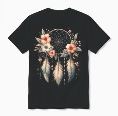 Symbole Attrape-Rêves Cool Dans Le Style Art Floral De Noël Unisex T-Shirt - Black