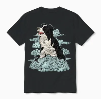 Dog Lover Dogs Gift Clouds Border Collie Unisex T-Shirt - Black