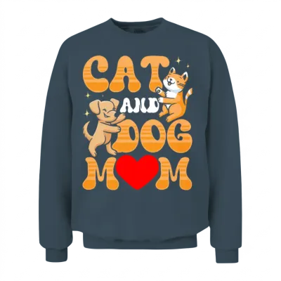 Cat and Dog Mom Dogs Cats Lover Unisex Sweatshirt - Dark Heather