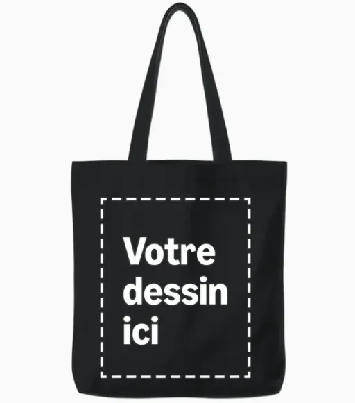 Custom Front Tote Bags - Black