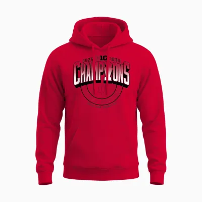 Indiana Hoosiers Big Ten Champs 2025 Football Locker Room Unisex Hoodie - Red