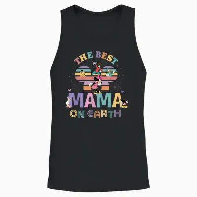 Disney "best Mama on Earth" Mickey & Friends Family Trip Unisex Tank Top - Black