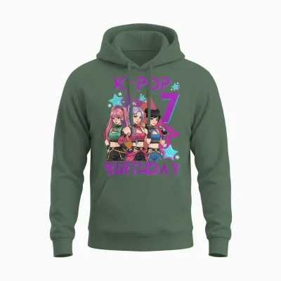 K-Pop K-Pop 7th Birthday Girl 7 Years Unisex Hoodie - Military Green