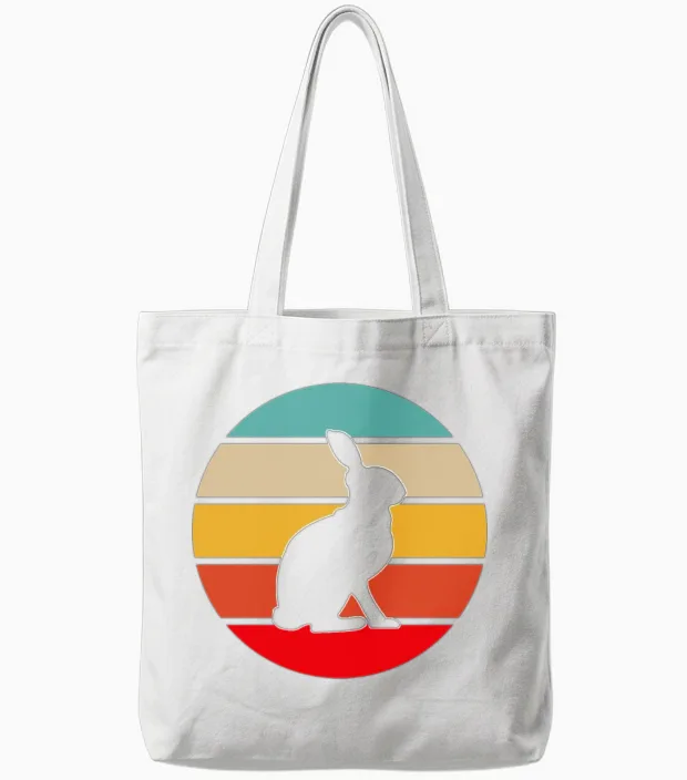 Rabbit Retro Tote Bags in White