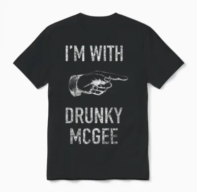 Couple St Patricks Day Shirts I'm with Drunky Mcgee Funny Unisex T-Shirt - Black