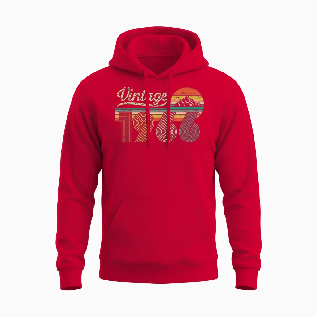 Vintage 1966 Man Woman Birthday - Born in 1966 Original Unisex Hoodie in Red