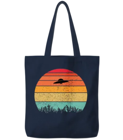 Ufo Retro Sunset Tote Bags - Navy