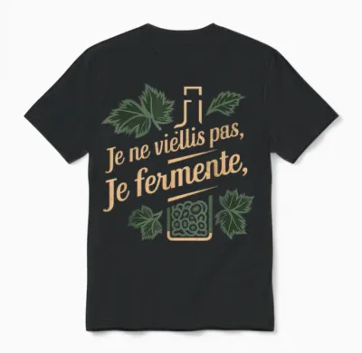 Je Ne Vieillis Pas Je Fermente Cadeau Vigneron Humour Vin Unisex T-Shirt - Black
