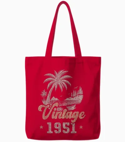 Vintage 1951 Anniversaire 75 Ans Palmiers Tote Bags - Red