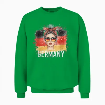 Deutsches Mädchen Frau Flagge Deutschland Fan Trikot Unisex Sweatshirt - Irish Green
