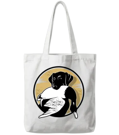 A Dog with Duck Tote Bags - White