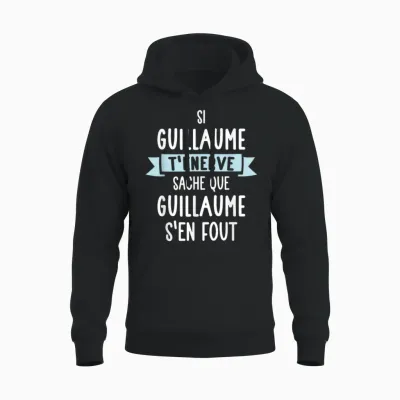 Gift Man Humour Name Personalised Guillaume T-Shirt, Black, S Unisex Hoodie - Black