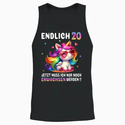 20th Birthday Gifts Woman 20 Years Unicorn Party Outfit T-Shirt, Black Unisex Tank Top - Black