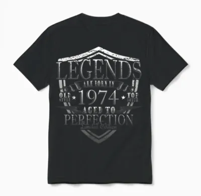 Legend 1974 Birthday Year of Birth 1974 Men Unisex T-Shirt - Black