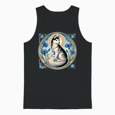 Retro Siberian Husky Unisex Tank Top - Black