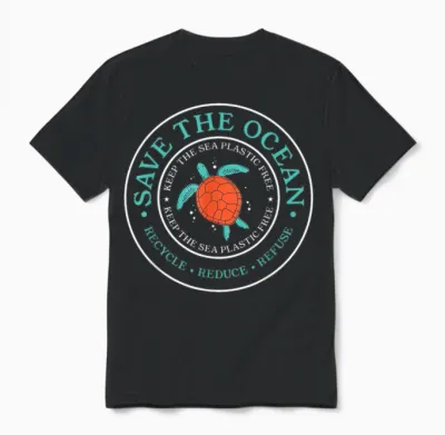 Save the Ocean Lovely Earth Day Sea Kunststoffstrohhalm Frei Unisex T-Shirt - Black