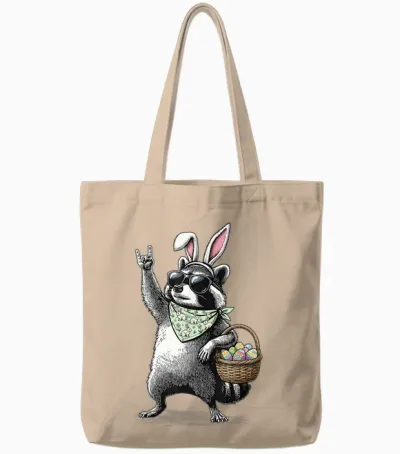 Retro Ostern Waschbär Lustiges Ostern Tote Bags - Natural