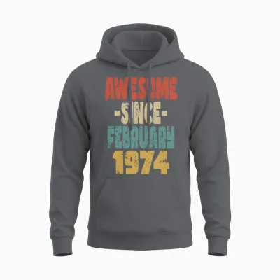 Awesome February 1974 Unisex Hoodie - Charcoal