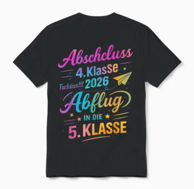 Grundschule Abschluss 2026 Tschüss! Abflug in Die 5. Klasse Unisex T-Shirt - Black