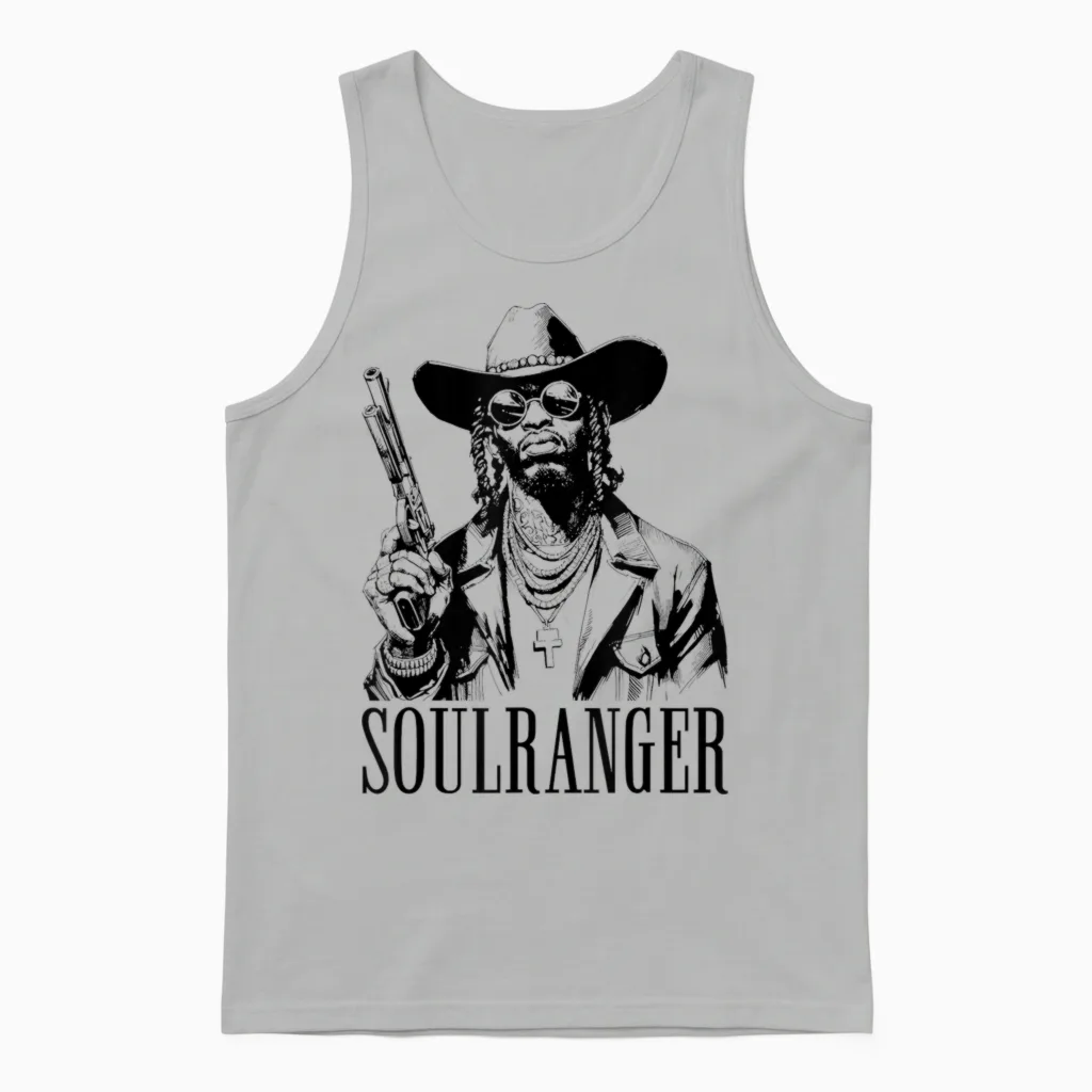 Cowboy Rapper - Vintage and Funny Hip Hop Cowboys Lover Unisex Tank Top in Ash