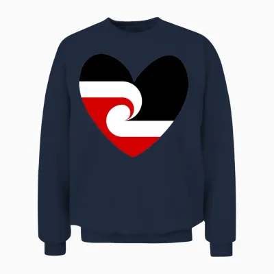Tino Rangatiratanga Maori Flag Heart Unisex Sweatshirt - Navy