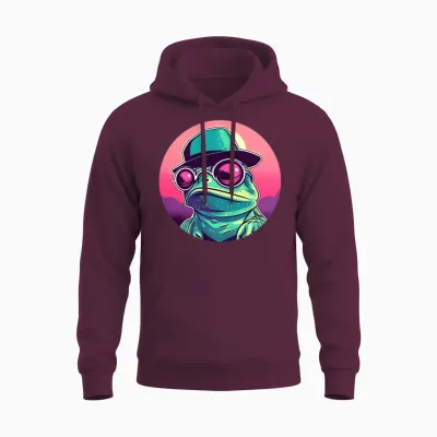 Style Frog Lovers Retro Unisex Hoodie - Maroon