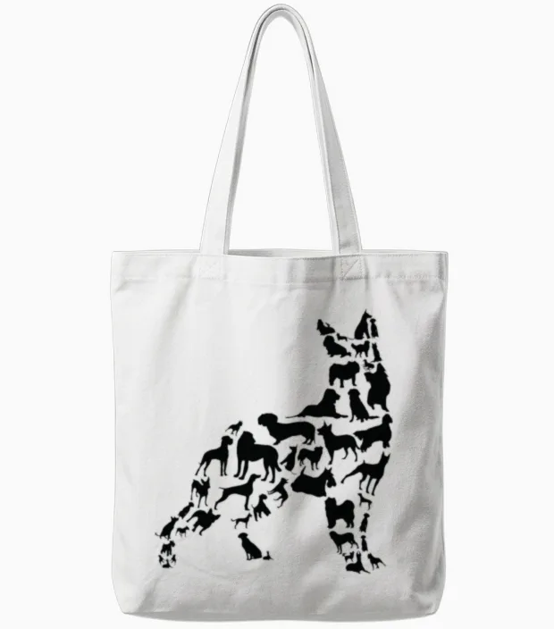 Dog Owner Dog Lover Silhouette Tote Bags in White