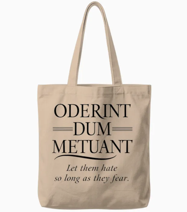 Classic Latin Language Phrase β Powerful Roman Quote T-Shirt, White, S Tote Bags in Natural