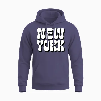 New York Typography Unisex Hoodie - Heather Sport Dark Navy