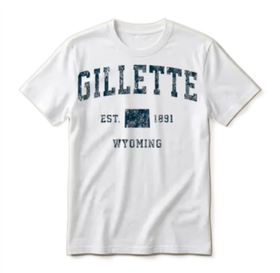 Gillette Wyoming Wy Vintage Sports Design Navy Unisex T-Shirt - White