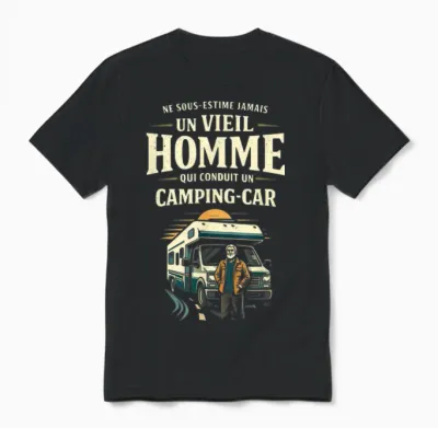 Old Man Motorhome Humor Gift Man Vintage Unisex T-Shirt - Black
