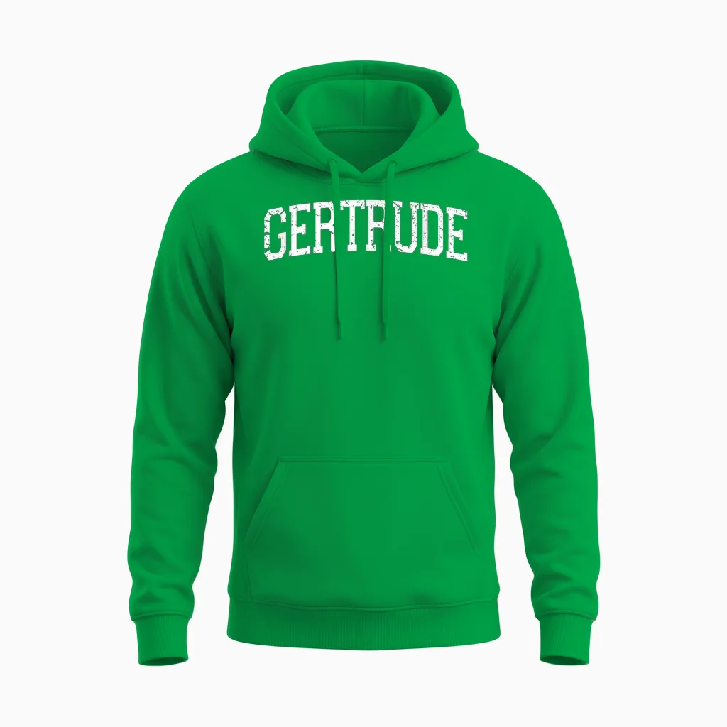 Vintage Custom Name Classic Gertrude T-Shirt, Black, S Unisex Hoodie in Irish Green
