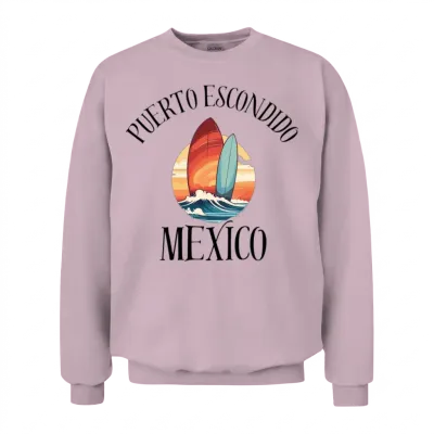 Puerto Escondido Oaxaca Mexico Surfboards Design Unisex Sweatshirt - Light Pink