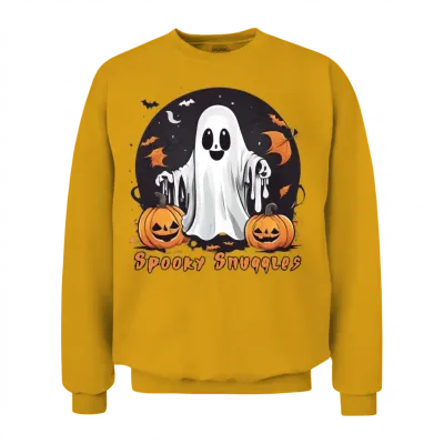 Cute Halloween Ghost and Pumpkin Unisex Sweatshirt - Gold