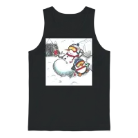 Snowman & Penguin Chilling by Black Sheep Graphix Unisex Tank Top - Black – 1