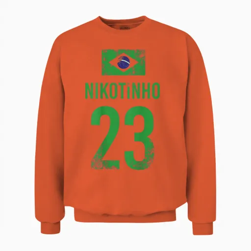 Men's Brazil T-Shirt Sauf Football Name Nikotinho T-Shirt, Yellow, S Unisex Sweatshirt in Orange