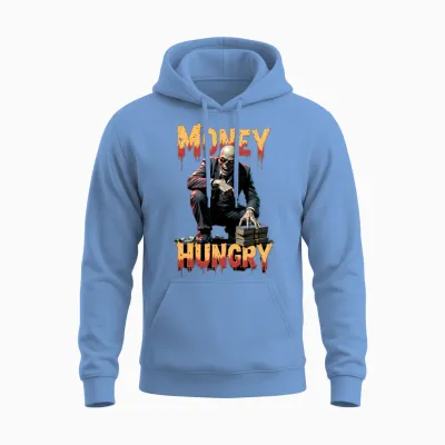 Money Hungry Zombie Unisex Hoodie - Carolina Blue