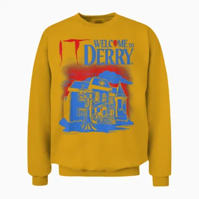 It: Welcome to Derry Haunted House with Logo Horror Tv Show Unisex Sweatshirt - Gold